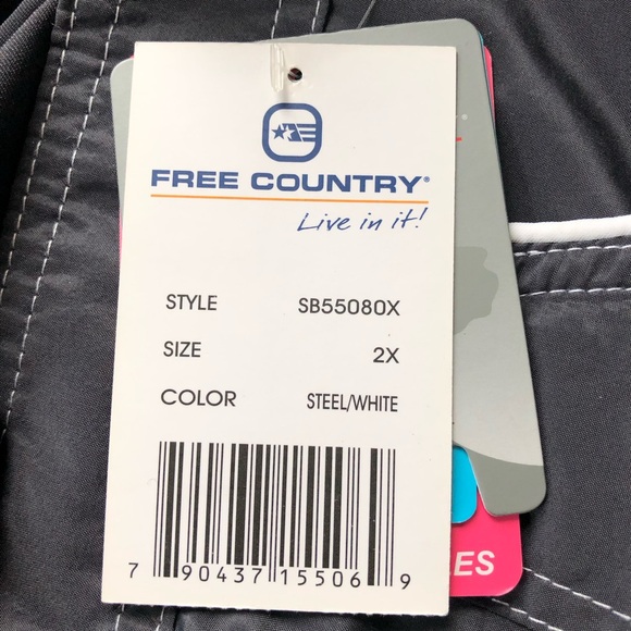 NWT Free Country Women’s Plus Size Gray Swim Board Shorts, Swimsuit bottom 2X - Picture 11 of 16